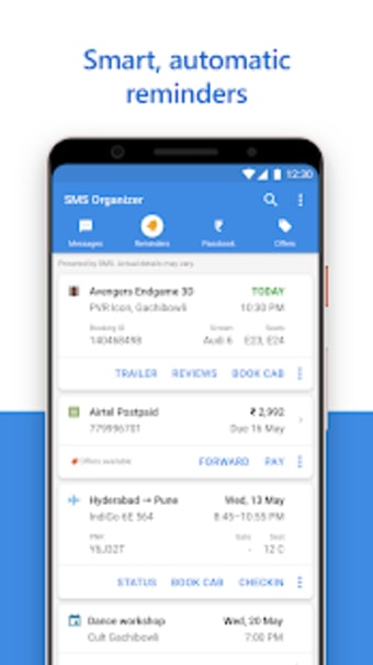SMS Organizer - Clean, Reminders, Offers & Backup