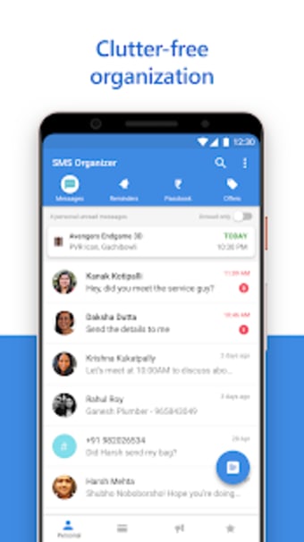 SMS Organizer - Clean, Reminders, Offers & Backup