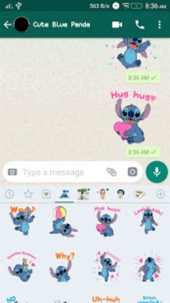 Cute Blue Koala Stitch Stickers for WhatsApp2