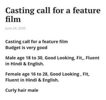 Bollywood Auditions : Cast and Crew2