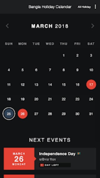 Bangla Holiday Calendar 20190