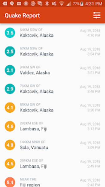 Earthquake Report App2