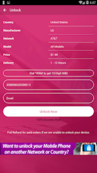 Free Unlock Network Code for LG SIM3