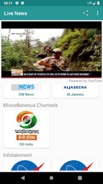 Live News Channels DD News, India Today, NASA TV1