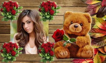 Teddy Bear Photo Frames - Flower Leaves Theme1