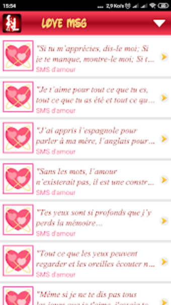 Romantique Messages d'amour SMS d'amour2