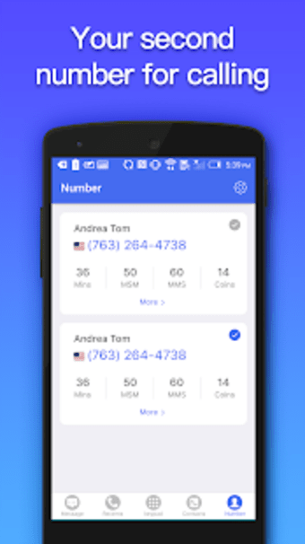 2Call - Second Phone Number for Free Text & Call3