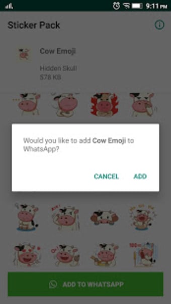 Cute Cow Sticker for WhatsApp0