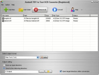 Aostsoft TIFF to Text OCR Converter0