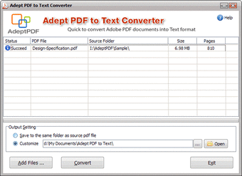 Adept PDF to Text Converter0