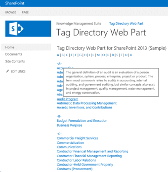 Tag Directory Web Part for Microsoft SharePoint Server0