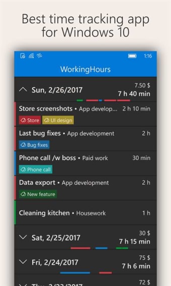 WorkingHours -- Time Tracking / Timesheet  102