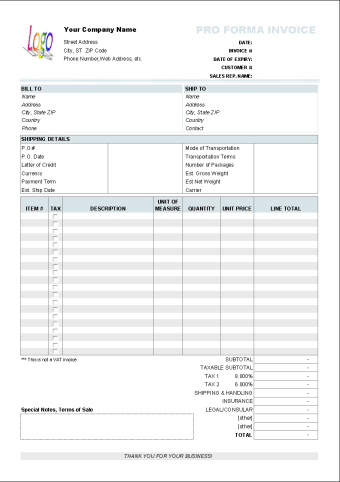 Free Proforma Invoice Template1