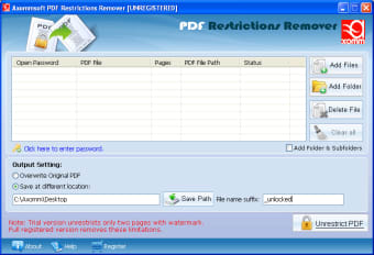 Axommsoft PDF Restrictions Remover0