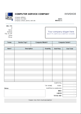 Computer Service Invoice Template0