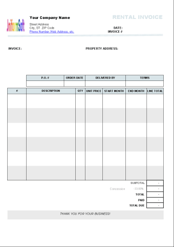 Rental Invoice Template0