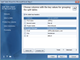 Split Table Wizard for Microsoft Excel0
