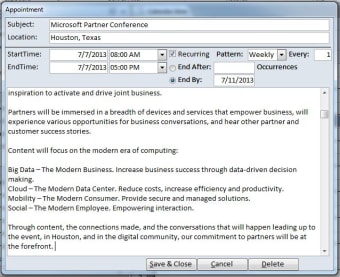 Access Calendar Scheduling Database0