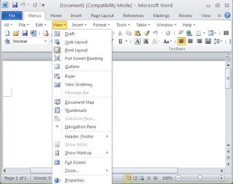 Classic Menu for Word 20100