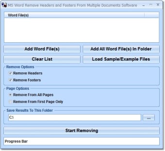 MS Word Remove Headers and Footers From Multiple Documents Software0