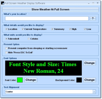 Full Screen Weather Display Software0