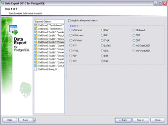 EMS Data Export for PostgreSQL0