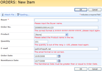 SharePoint Form Validation0