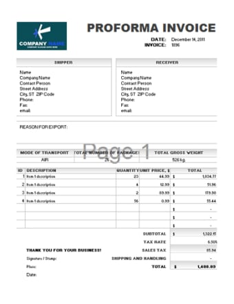 Proforma Invoice Template0