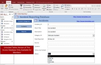 Access Database Incident Report Form Templates0