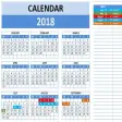 2018 Calendar Template for Excel